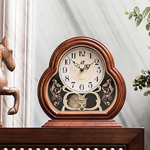 Reloj de mesa, funciona con pilas, reloj de escritorio retro para sala de estar y decoración de estantes, diseño elegante para una estética atemporal