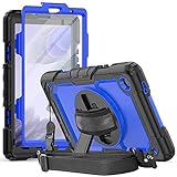 Herize Galaxy Tab A7 Lite Case 8.7 Inch 2021 | SM-T225/T220 with Screen Protector Pen Holder Stand Handle Grip | Heavy Duty Dropproof Hard Rugged Protective Silicon Case for Samsung Tab A7 Lite | Blue