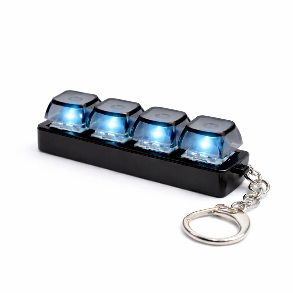 MD FASHION LED Keyboard Fidget Keychain, 4 in 1 Mechanical Click Switch Toy, Mini Keypad Keychain for Stress Relief,Focus, Portable Light Keychain Gadget for Office, Study,Travel (Pack of 1)-picture-11