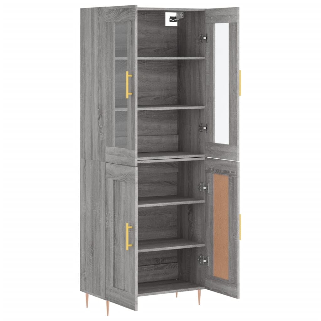 vidaXL Witrynka szary dąb sonoma 69,5x34x180cm materiał drewnopochodny