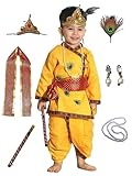 Kaku Fancy Dresses Krishna Costume for Kids | Kids Krishna Dress for Janmashtami/Kanha/Krishnaleela/Mythological Character Krishna Fancy Dress Costume for Boys/Girls - Yellow (4-5 Years)