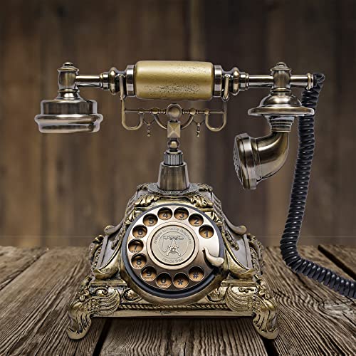 Teléfono vintage con cable y disco rotatorio estilo antiguo miniatura 2