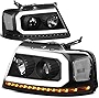 Sequential Turn Signal LED DRL Projector Headlight Compatible with Ford F-150 Lincoln Mark LT 04-08, Driver and Passenger Side, Black Housing Clear Corner