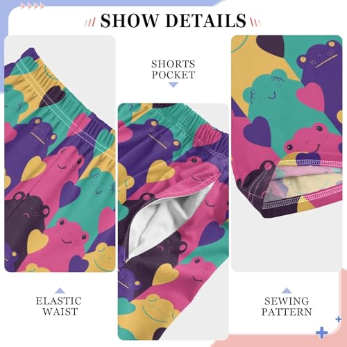 Colorful Frogs Love Heart Boys Long Pants Soft Trousers Elastic Waist Kids Lounge Bottoms with Pockets S-XL4