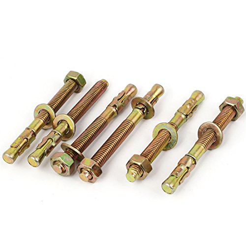 Aexit Yellow Zinc Anchors Plated Expansion Bolt Anchors Gecko Car Repair Bolts Expansion Anchors M8x80mm 6pcs