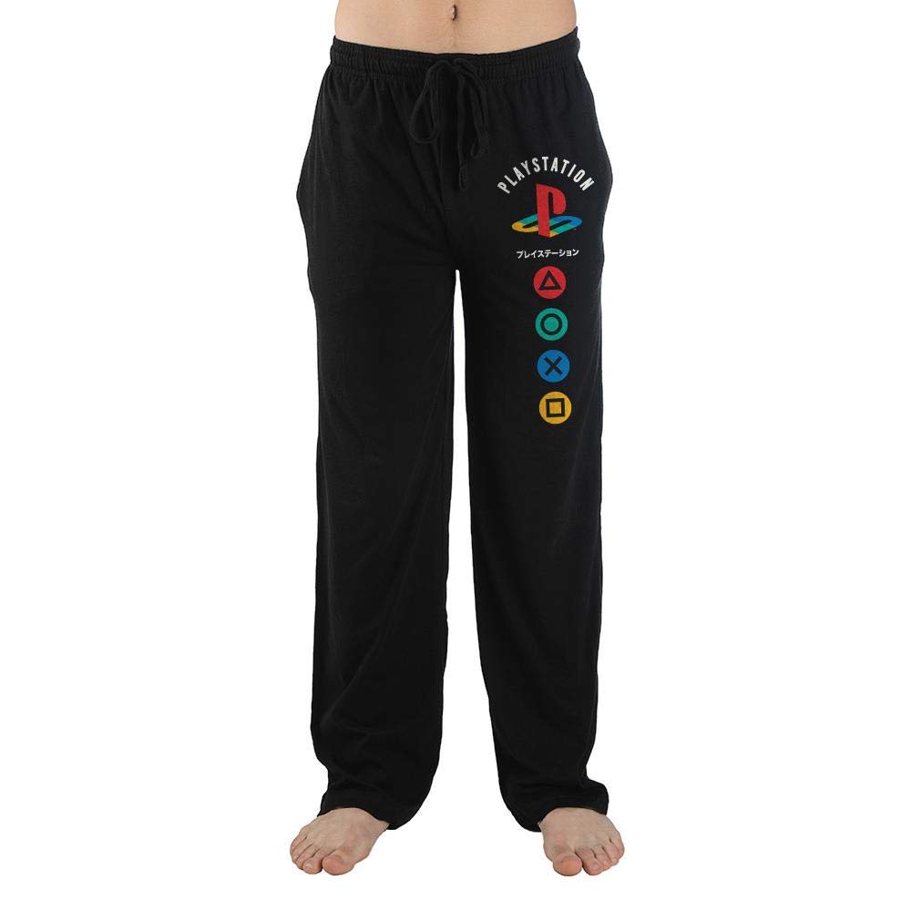 PlayStation Mens' Controller Button Icons Logo Lounge Sleep Pajama Pants