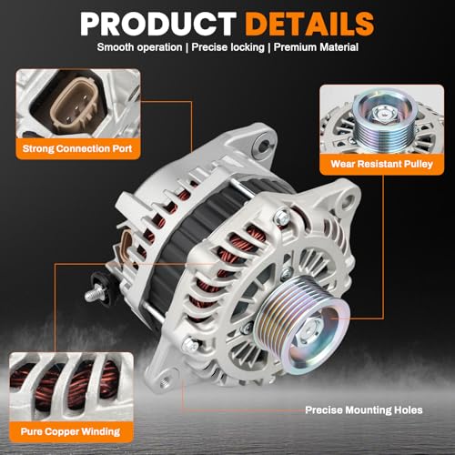 Image of 11538 150A Alternator for Nissan Pathfinder Murano Infiniti QX60 3.5L | Fits JX35 2013, QX60 2014-2016, Pathfinder 2013-2016 and Murano 2015-2016; 7-Groove, Replaces 23100-3JA1A