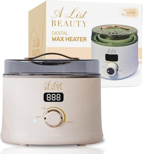 A-List Beauty Professional Wax Heater for Hair Removal  Wax Warmer with Removable 500ml Wax Melting Pot  Electric Wax Warmer with LED Digital Display and Transparent Lid