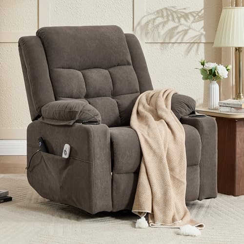 Sillón reclinable con masaje marrón miniatura 6