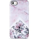 iPhone 7 Case for Girls, iPhone 8 Phone Case,VIVIBIN Cute Floral Pink Marble for Women Clear Bumper Soft Silicone Rubber Matte TPU Best Protective Cover Slim Fit Phone Case for iPhone 7/iPhone 8