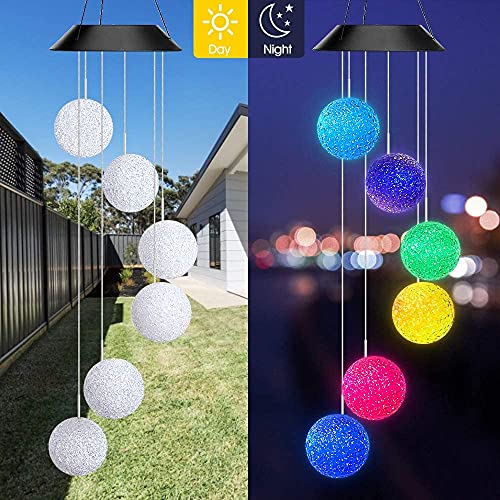 Acelist Color Changing Solar Power Wind Chime Crystal Ball Wind Chime Wind Mobile Portable Waterproof Outdoor Windchime Light For Patio Yard Garden Home #TOP2