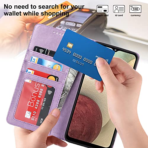 Ｈａｖａｙａ For Samsung Galaxy A02S Phone Case With Card Holder,For Galaxy A02S Wallet Case For Women,For Samsung A02S Phone Cover With Credit Card Holder,Flip Cell Phone Case-Purple #TOP2