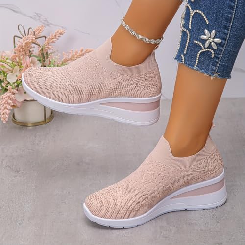Women's Glitter Rhinestone Fashion Breathable Wedge Sneakers, Women's Platform Sneakers, Sparkly Bling Wedding Dressy Tennis Shoes for Bride2