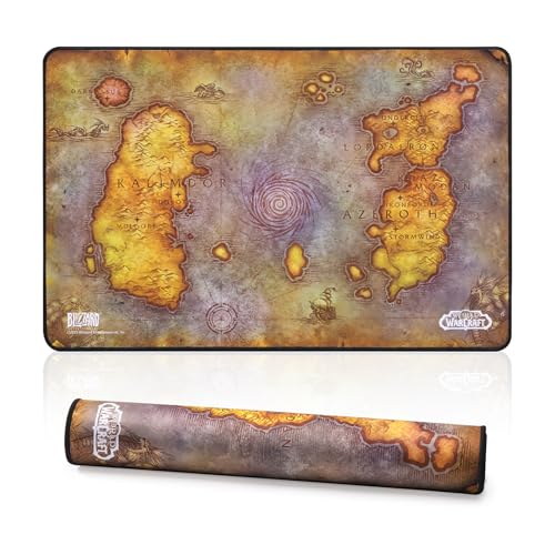 Blizzard Gaming Mouse Pad, XXL Desktop Keyboard Mat, Wow Themed Symbol, Cloth Cover with Stitched Edge, Smooth Tracking & Stability, Never-Slip Rubber, 23.6 * 15.7in (Yellow)