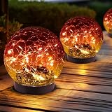 JKIMK Solar Globe Lights Outdoor Waterproof-Solar Balls for Garden-Cracked Glass Ball Lights Outdoor-Solar Orbs for Outside-Decorations for Patio and Yard Lawn Backyard Decor
