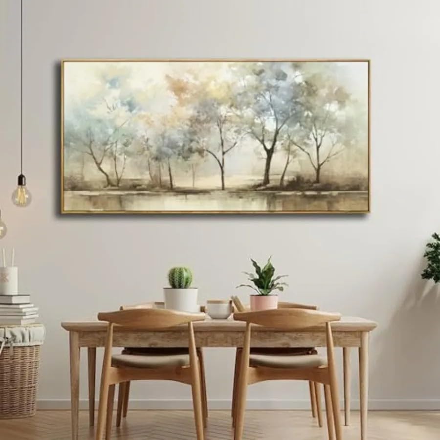 Tableau abstrait rétro pour habiller un grand mur vide de salon avec élégance