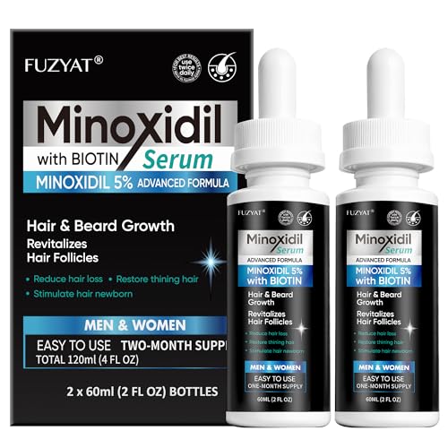 5% Minoxidil for Men, Minoxidil for Women Hair Growth Treatment, Beard Growth Serum, Biotin & Castor Oil Enriched,Strengthens Weak Roots, Repairs Thinning Hair (120ml)