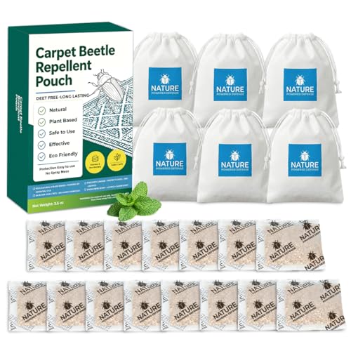 15 Pack Carpet Beetle Repellent Pouches Natural Cedarwood Sachets for Fabric & Furniture Pro-Active Deterrent for Carpet Beetle Larvae & Eggs Long-Lasting Indoor Protection for Closets & Sofas