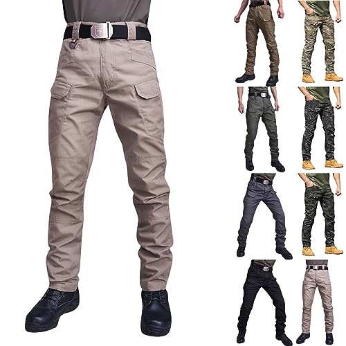OIOLOYJM Military Cargo Pants for Men Hiking Relaxed Fit Work Waterproof Stretch Tactical Lightweight Outdoor Travel Pant