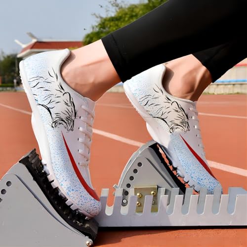 UVCDE Tênis masculino Track Spikes Athletic Sprint Jumping Racing Training Tênis profissional de cor