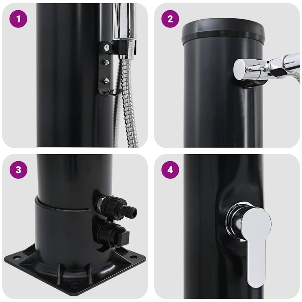 Generico Doccia Solare da Esterno Nero 217 cm PVC e Alluminio,Casa e Giardino,Piscine e Spa,Accessori per Piscina e spa-42003409