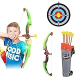CL FUN Kids Bow and Arrow for Boys 4-7, Archery Toy Set for Kids, LED Flash Lights Bow Includes Bow, 6 Suction Cups Arrows, Target and Quiver, Practice Indoor and Outdoor for Boys and Girls Age 3-12