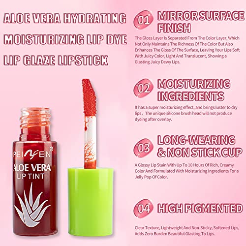 Water Based Lip Stain Set，Dyeing Lip Liquid Lip Glaze，Multi-Use Korean Moisturizing Velvet Mini Lip Glaze，Vivid Color Lip Stain With Moisturizing Weightless Long Lasting Non-Stick Cup Waterproof #TOP1