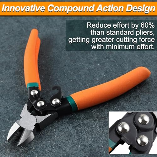 Speedwox CADC-1611-FBA Compound Action Diagonal Cutters 6.5-Inch Wire Cutters Side Cutters Pliers Diagonal Cutting Pliers Flush Cut Pliers Wire Cutter Pliers Reduce Effort Plastic Nippers Precision Side Cutting thumb #2