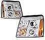 [For 2003-2006 Cadillac Escalade Xenon HID Model] LED Halo Ring Chrome Projector Headlight Headlamp Assembly, Driver & Passenger Side
