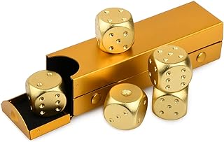 DS.DISTINCTIVE STYLE Aluminum Alloy Dice 5 Pieces 16mm Portable Metal Dices with Case 6 Sided Dice for Party Game