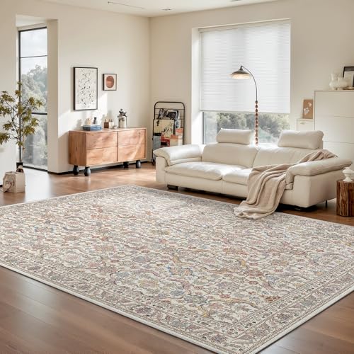 Rugland 5x7 Area Rugs - Stain Resistant Washable Rug, Anti Slip Rugs for Living Room, Vintage Tribal Area Rugs(Vintage01-Multi, 5'x7')