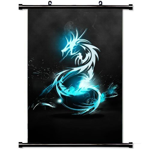 Home Decor 3D Fashion Trendy Custom Abstract Poster with Blue Dragon Wall Scroll Poster Fabric Painting 24 X 36 Inch (60cm X 90 cm)