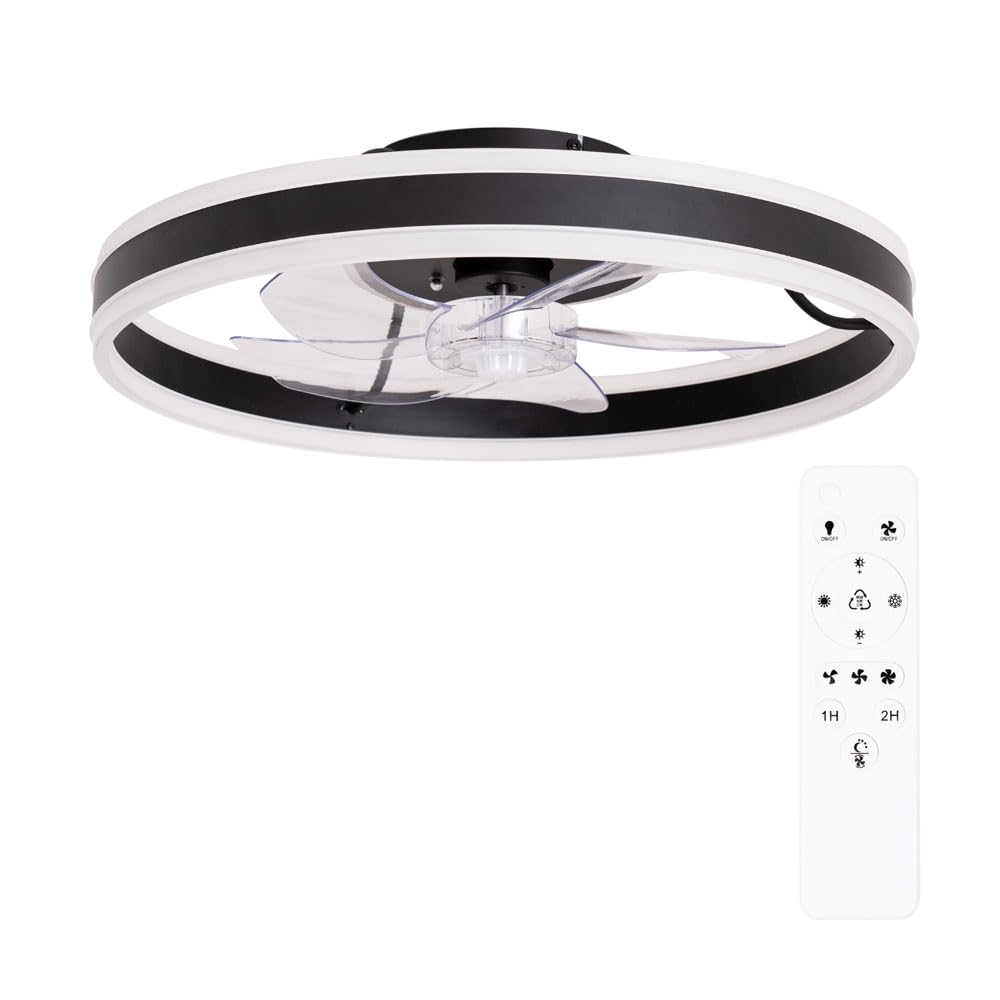 Valuelights Black Infinity Matte Circle Remote Control Integrated Led Ceiling Fan