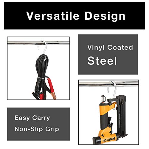 Smart Design Premium Large S-Hooks With Rubber Gripped Finish Set Of 6 - Steel Metal Frame - Rust Resistant Finish - Hanging Kitchen, Closet, And Storage Items - Home - 3.125 X 5.75 Inch - White #TOP3