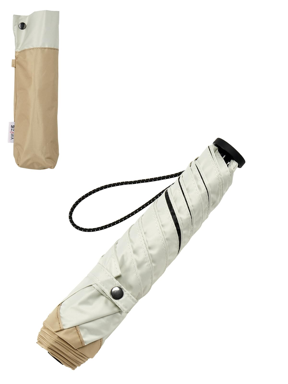 【LDKベストバイ受賞】KIZAWA 超軽量 カーボン日傘 110g-140g uvカット 100 遮光 折りたたみ日傘 完全遮光 遮熱 5級撥水 レディース 折り畳み メンズ 晴雨兼用 母の日 プレゼント 5本骨【コンビ】ベージュ×オフ