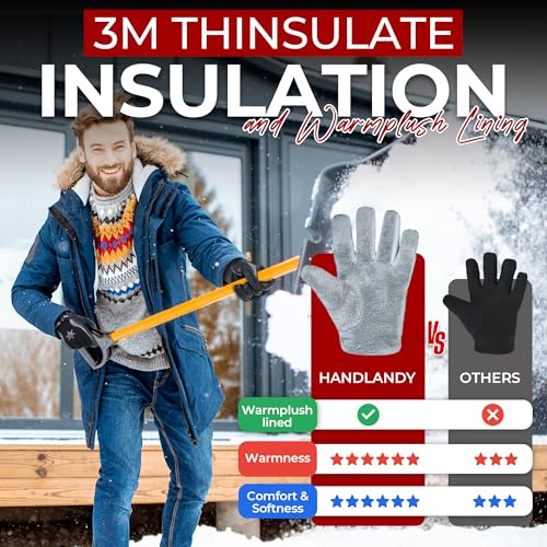 HANDLANDY Winter Work Gloves for Men Women, 3M Thinsulate Insulated, Waterproof Thermal Touchscreen Warm Grip Gloves for Cold Weather, Skiing, Snowboarding, Hiking (Black Grey, XL) - Image 5
