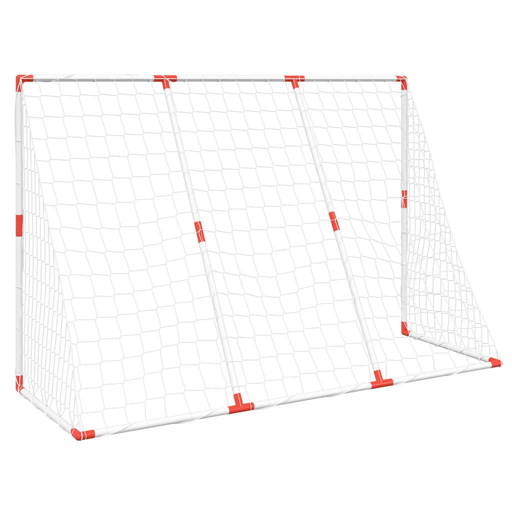 Set porta da calcio 2 in 1, 184 x 64 x 124 cm, bianco | Include pompa e palla, per interni ed esterni, facile da montare, salvaspazio