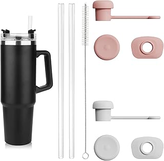 9PCS Stanley Cup Accessories Set - Replacement Straws, Reusable Drinking Straws, Silicone Anti-Spill Stopper With Straw Cover