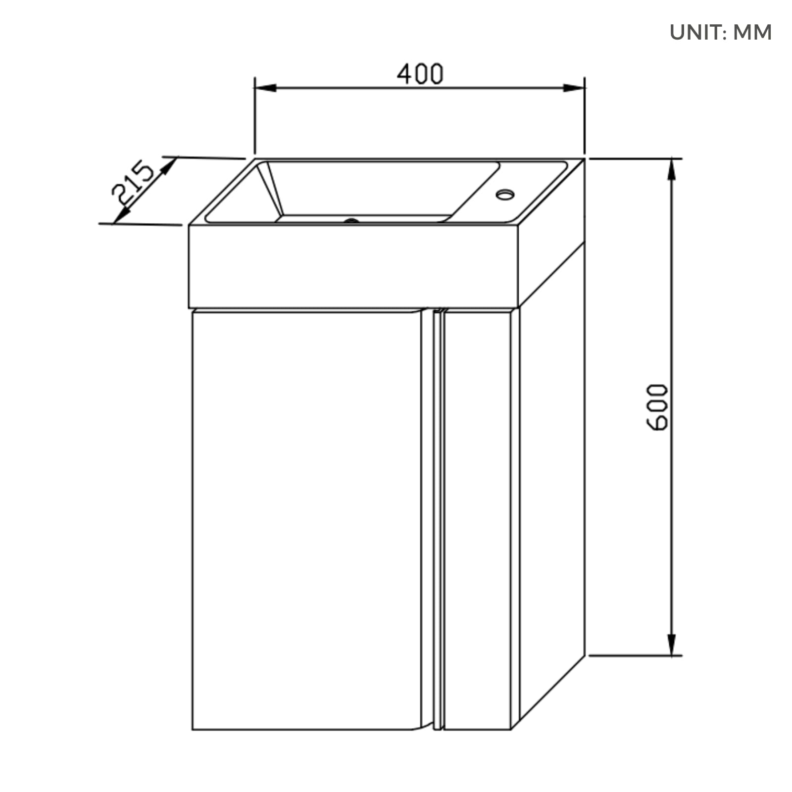 Mobiletto Da Bagno Con Lavabo Da 40 cm – Mobiletto Piccolo Con Contenitore Per Wc Ospiti, Salvaspazio, Bianco Opaco