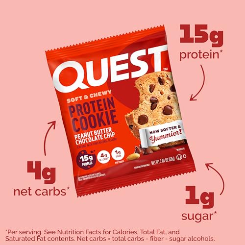 Quest Peanut Butter Chocolate Chip High Protein Cookie, Keto Friendly, Low Carb, 12 count 696g