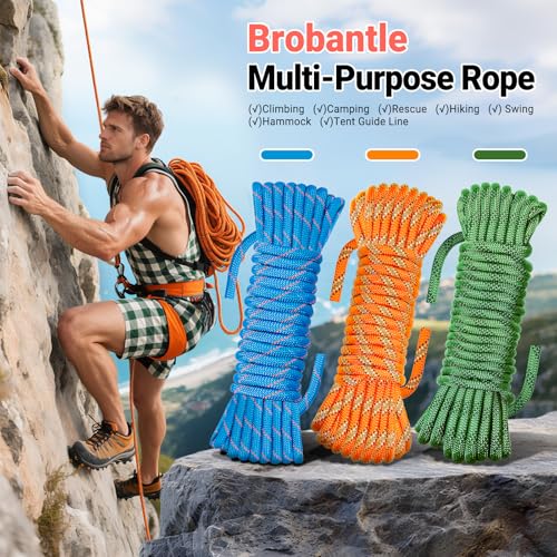 Brobantle 10.5mm Climbing Rope,66FT Static Rock Climbing Rope for Escape Rope Ice Climbing Equipment Fire Rescue Parachute — view 6