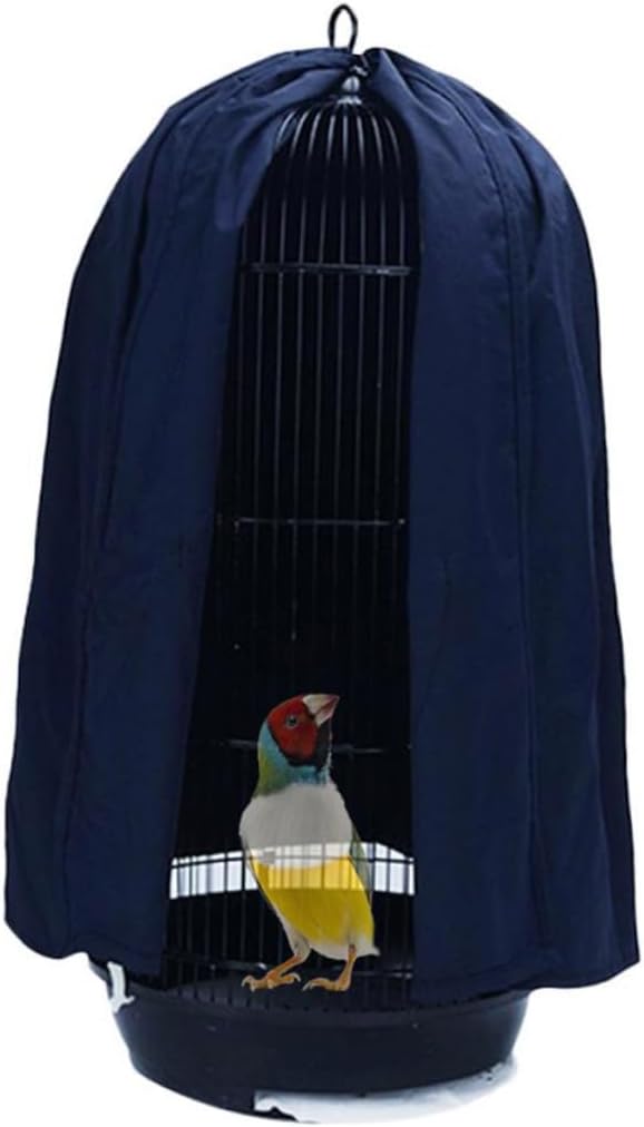 Dark Blue Round Bird Cage Cover Lightweight Breathable Net for Parrot and Birds Cage Skirt Protector with Easy Installation and Airflow Design