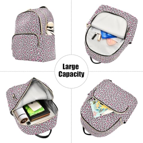 Mochila con múltiples bolsillos pequeña casual de piel de leopardo para mujer 5