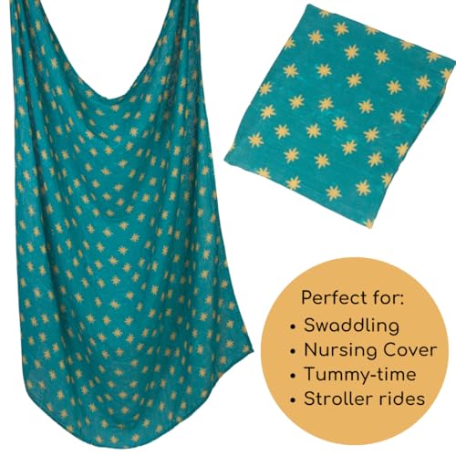 Image of Our Lady of Guadalupe Catholic Baby Swaddle | Mary's Mantle Soft & Luxury Baby Muslin Cotton Swaddle Blanket | Newborn Essentials for Girls and Boys | 47 inch X 47 inch Our Lady of Guadalupe Stars Swaddle