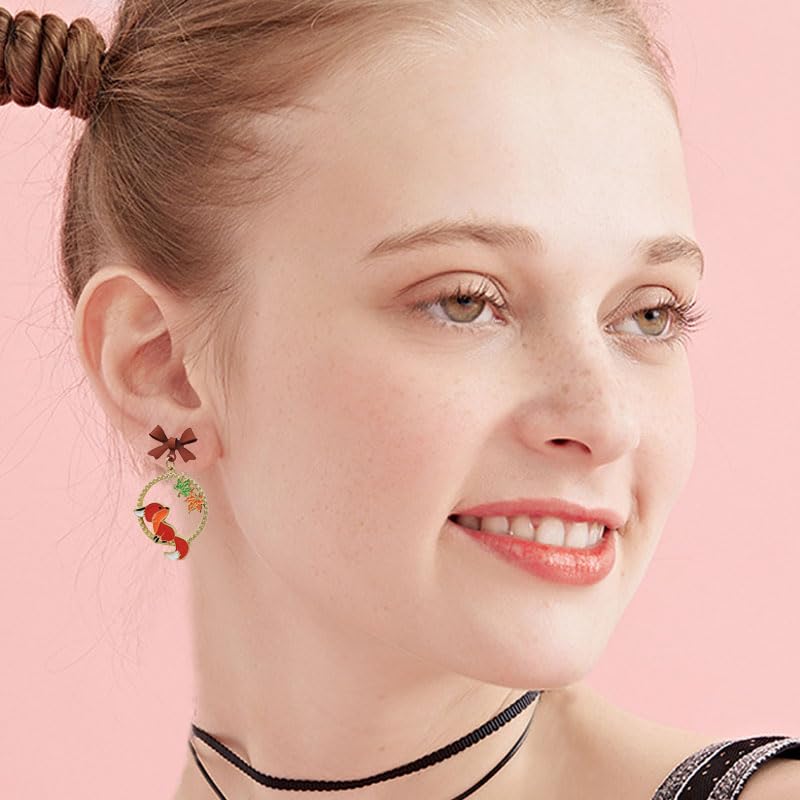 coadipress Thanksgiving Earrings for Women Cute Funny Squirrel Turkey Hazelnut Dangle Drop Earrings Delicate Fashion Colorful Maple Leaf Wreath Rhinestone Earrings Thanksgiving Holiday Themed Jewelry Accessories2