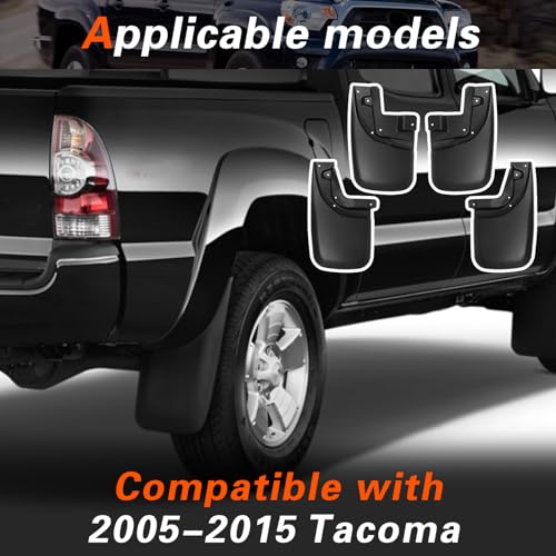 Image of Mud Flaps for Trucks Mud Guards Compatible with Tacoma 2005-2015 Pickup (with Fender Flares) Splash Guards 4pcs Front & Rear Side