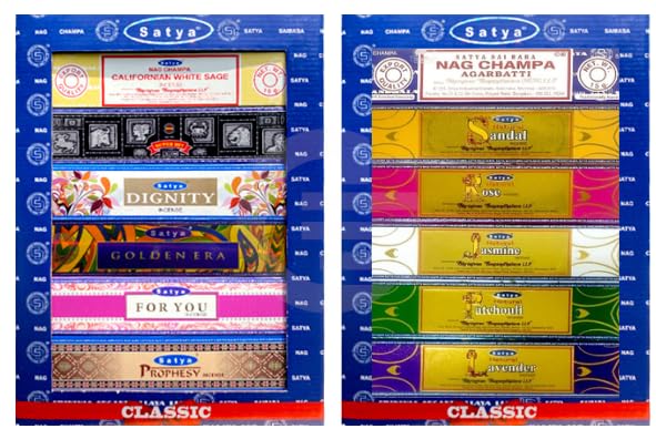Satya Classic Gift Set for All Occasions and Seasons - Aromatherapy, Spa, Yoga, Weddings, Birthdays, Meditation, Healing, Spirituality, Positivity and Relaxation - 12 Classic Scents (12X15g)