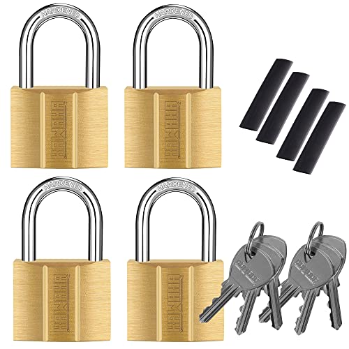 Image of 81 /40-4P Brass Keyed Padlock (Keyed Alike, Waterproof, Solid Brass Lock) for Sheds, Storage Unit, School, Gym Locker, Fence, Toolbox, Hasp, Storage - 1-9 /16 in. (40 mm) *4