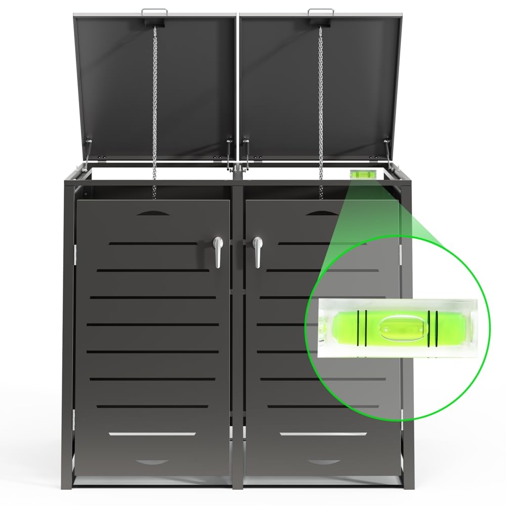 Melko Cache-poubelles anthracite | Extensible à volonté | Revêtement de poubelles pour 4 poubelles | Robuste et durable | Capacité jusqu'à 240 l
