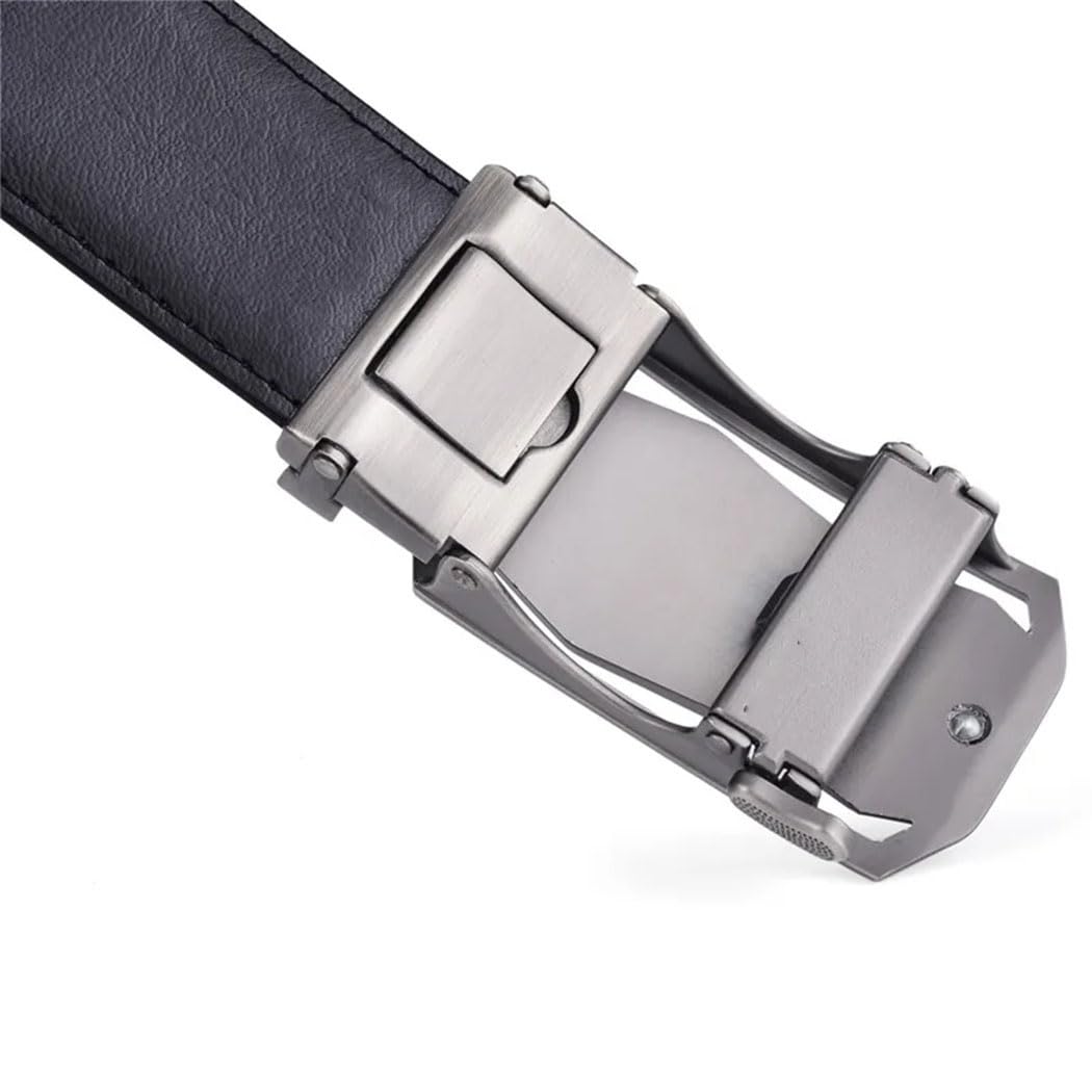 Cinturón de cuero con trinquete para hombre con hebilla automática deslizante o correa de cintura casual